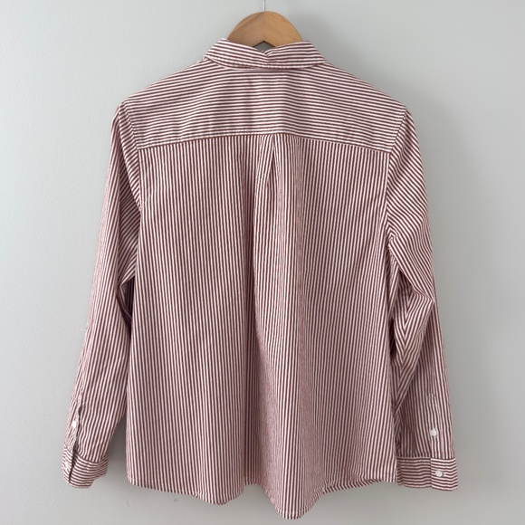 Croft & Barrow Rust Red/ White Striped Button Up Shirt - Picture 5 of 9